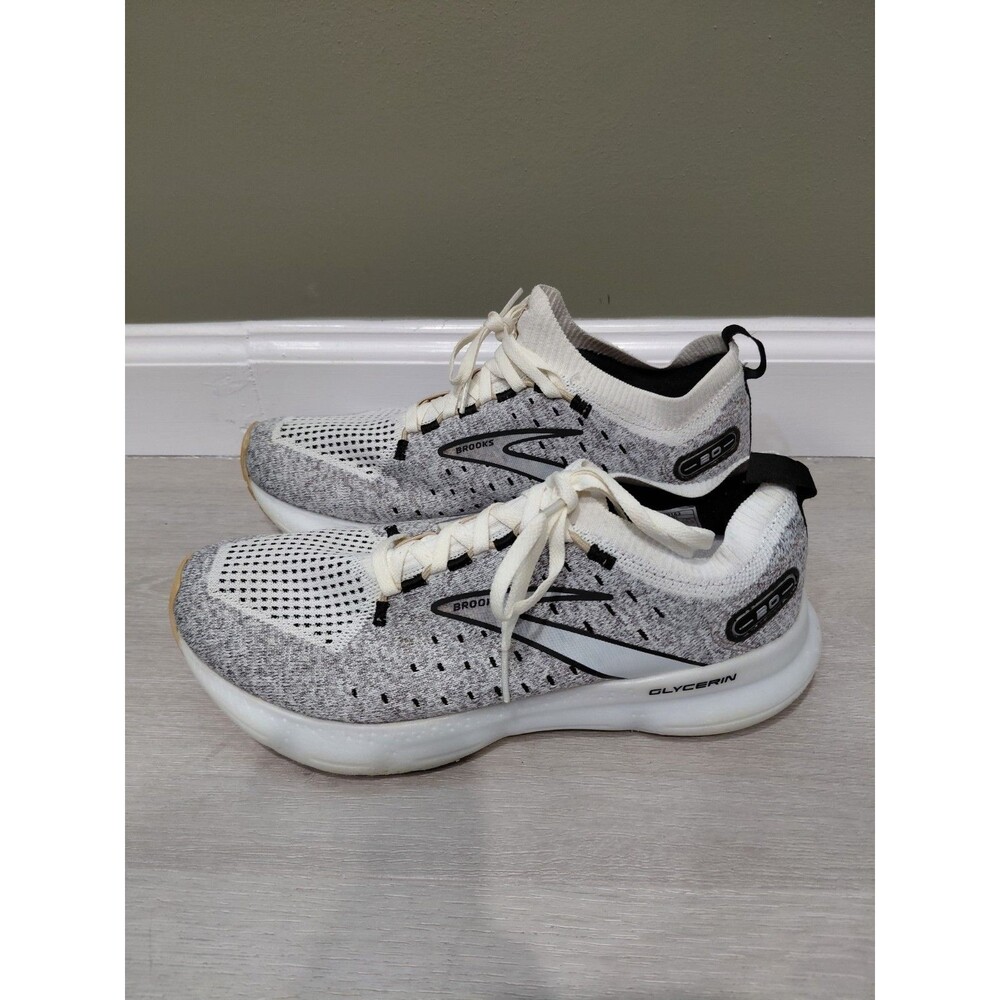 Size 9.5B - Brooks Glycerin Stealth Fit 20 White Gray Black Women's Sneakers
